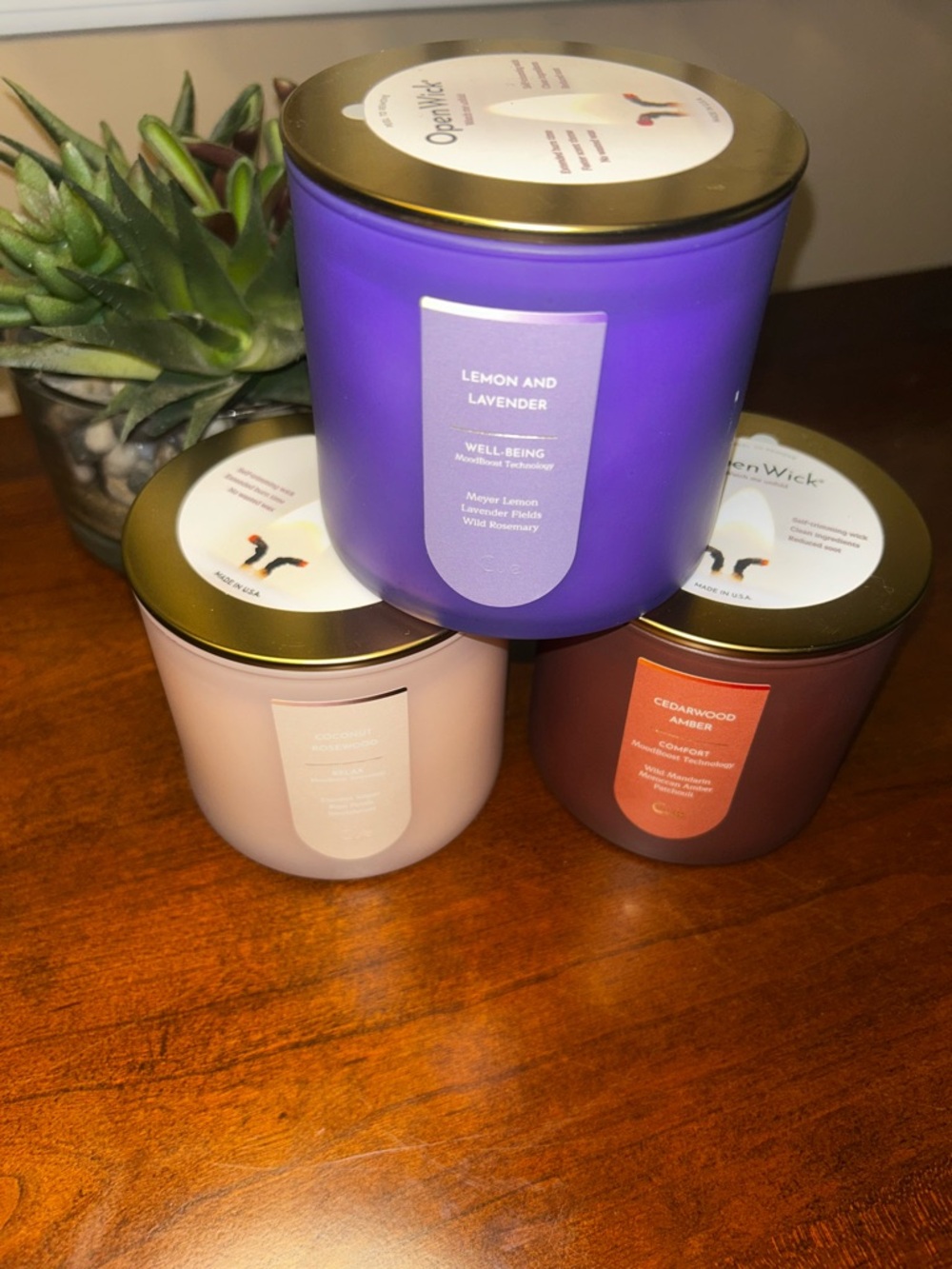 3-Pack Scented Candles - Lemon & Lavender + Coconut Rosewood + Cedarwood Ambe